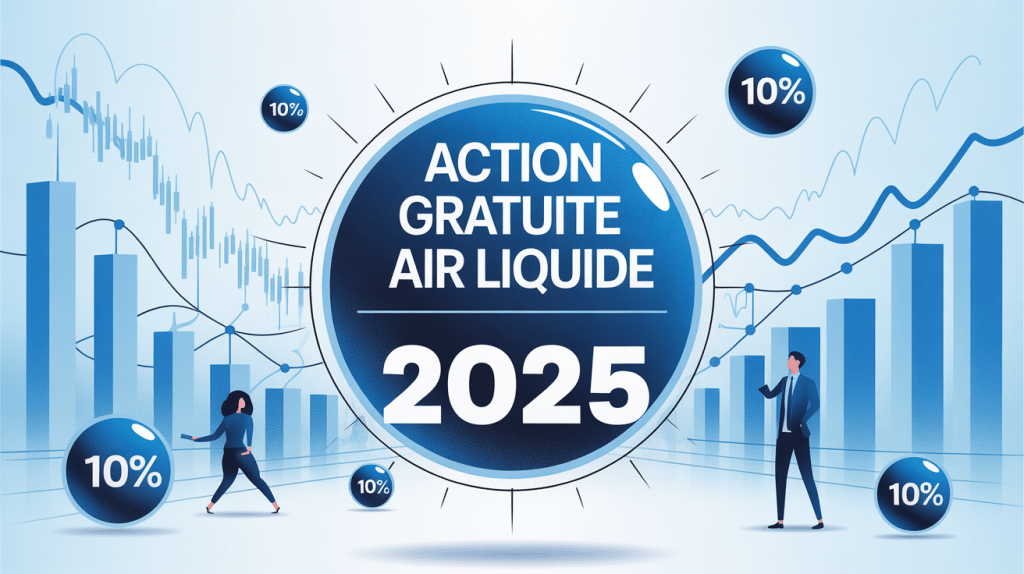 Illustration concept action gratuite Air Liquide 2025, investisseurs et bulles d'actions