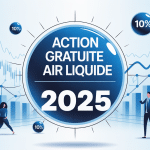 Illustration concept action gratuite Air Liquide 2025, investisseurs et bulles d'actions