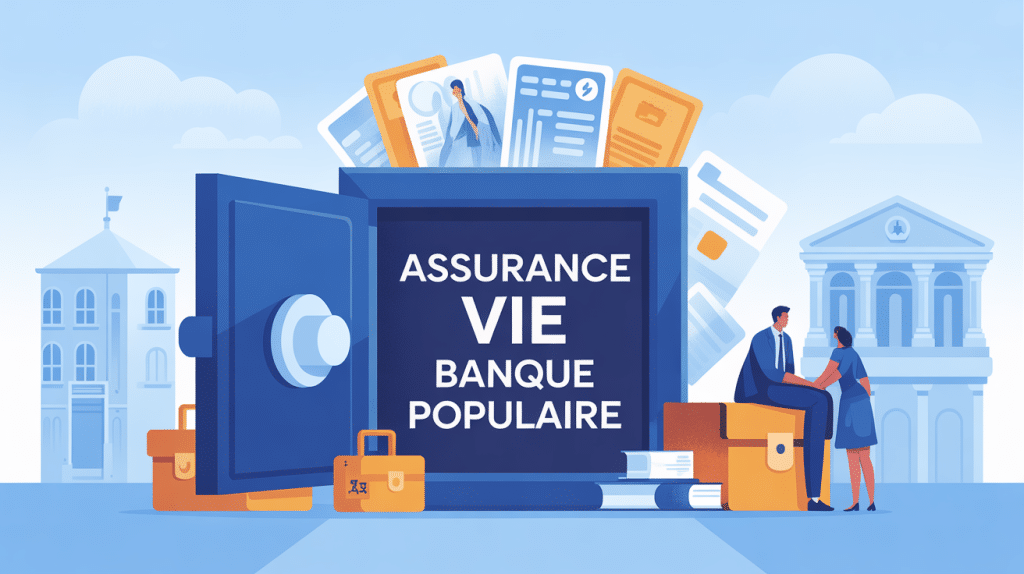 assurance vie banque populaire avis, illustration montrant confiance, sécurité et conseiller