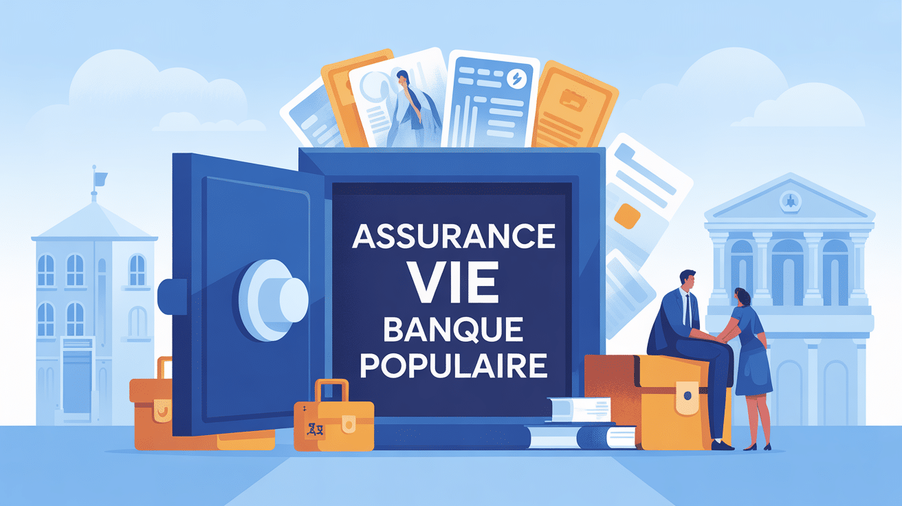 assurance vie banque populaire avis, illustration montrant confiance, sécurité et conseiller
