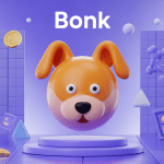 bonk memecoin 3D stylisé blockchain solana