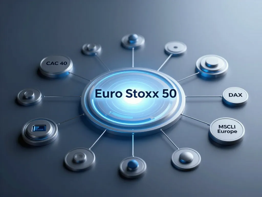 concept diagramme comparaison de euro stoxx 50 indices européens
