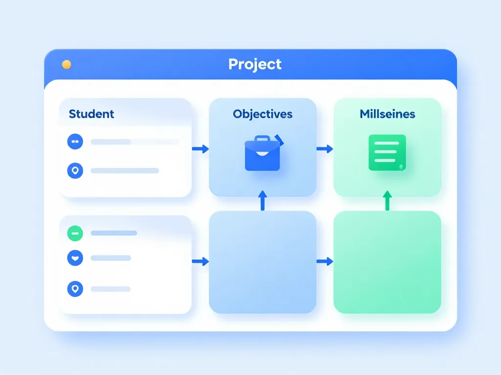 fiche de suivi d'un projet de poursuite d'études structurée et claire en diagramme conceptuel