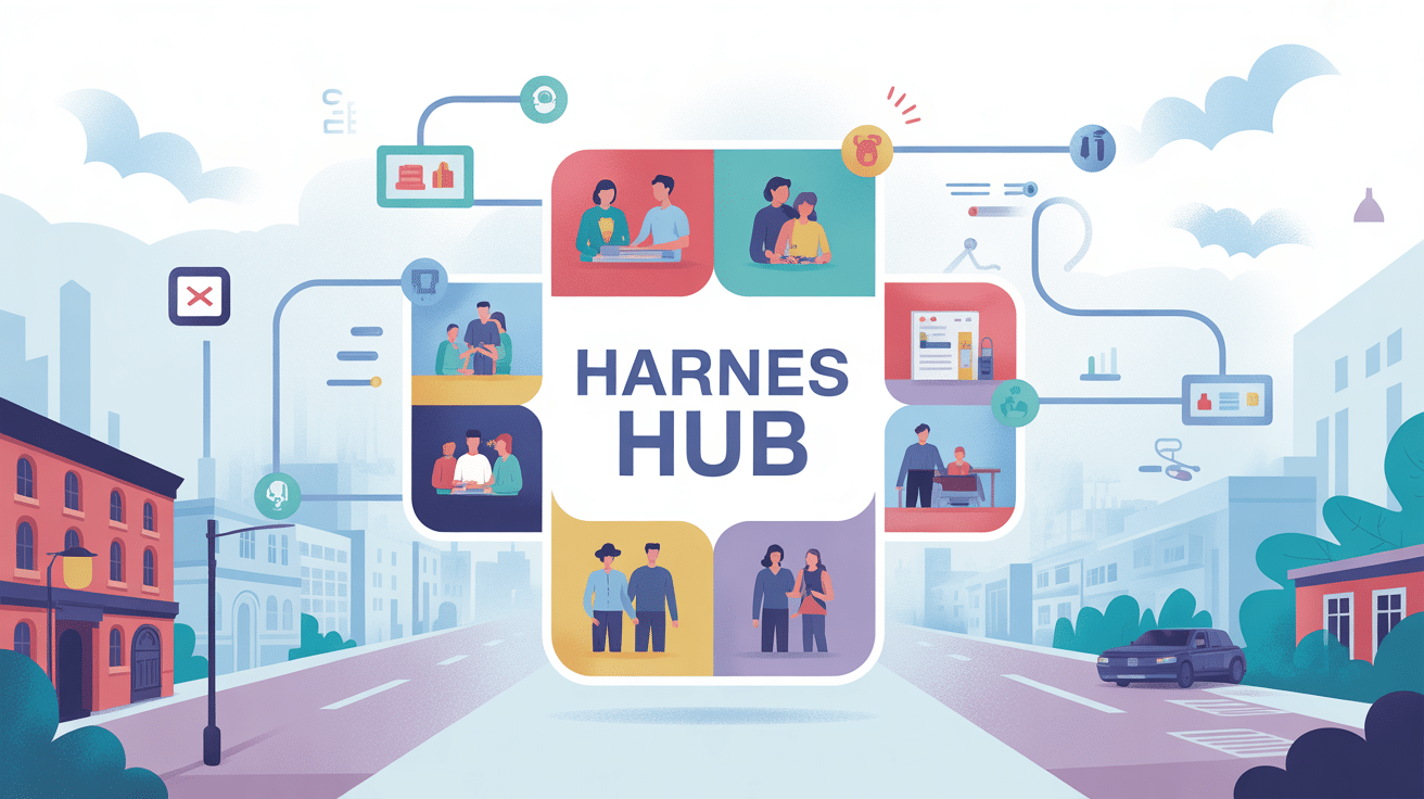 illustration portail harnes hub services ville
