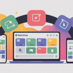 Illustration partage fichiers sans fil share drop