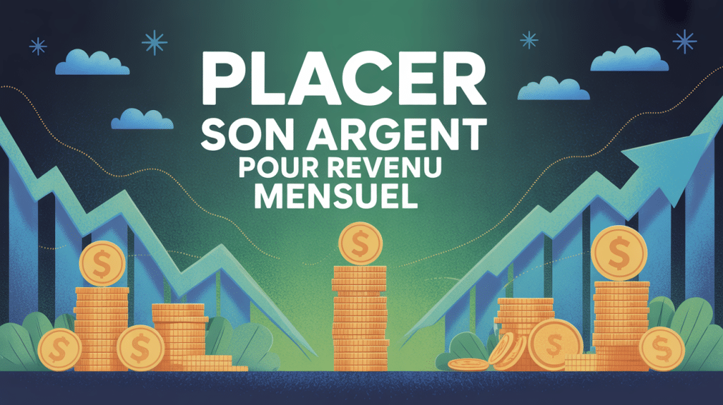 Placer de l'argent qui rapporte mensuellement visuel lumineux avec pièces et flux