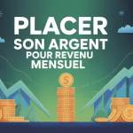 Placer de l'argent qui rapporte mensuellement visuel lumineux avec pièces et flux