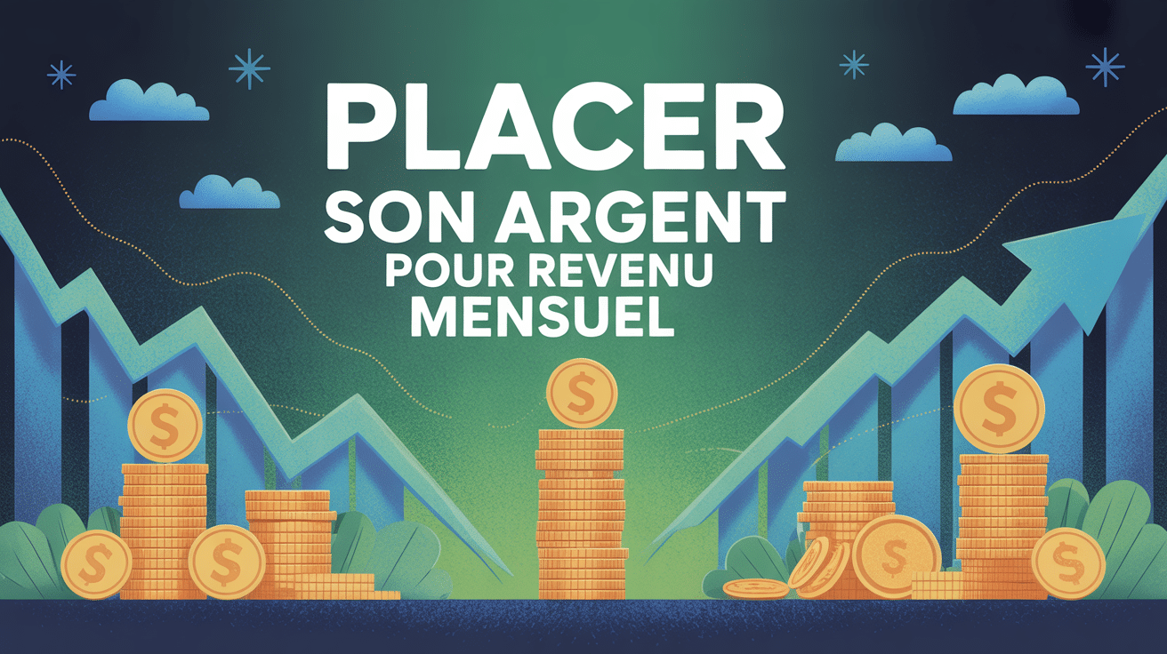 Placer de l'argent qui rapporte mensuellement visuel lumineux avec pièces et flux