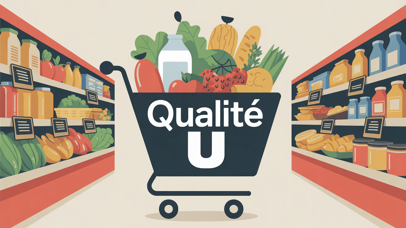 qualité u illustration panier courses produits labels
