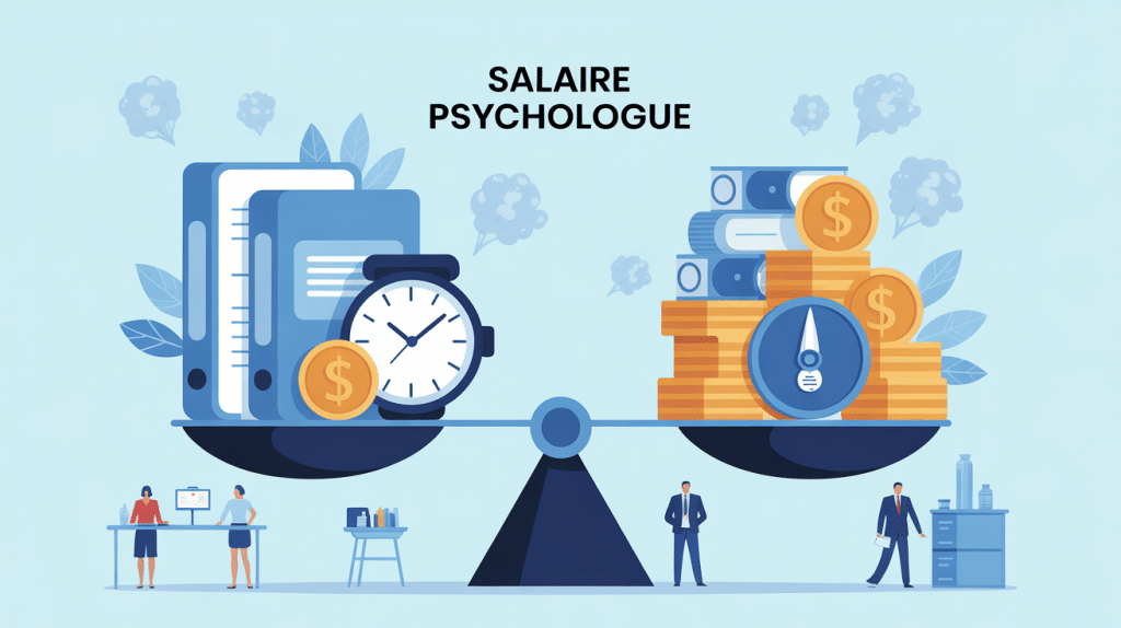 Illustration balance salaire psychologue en France