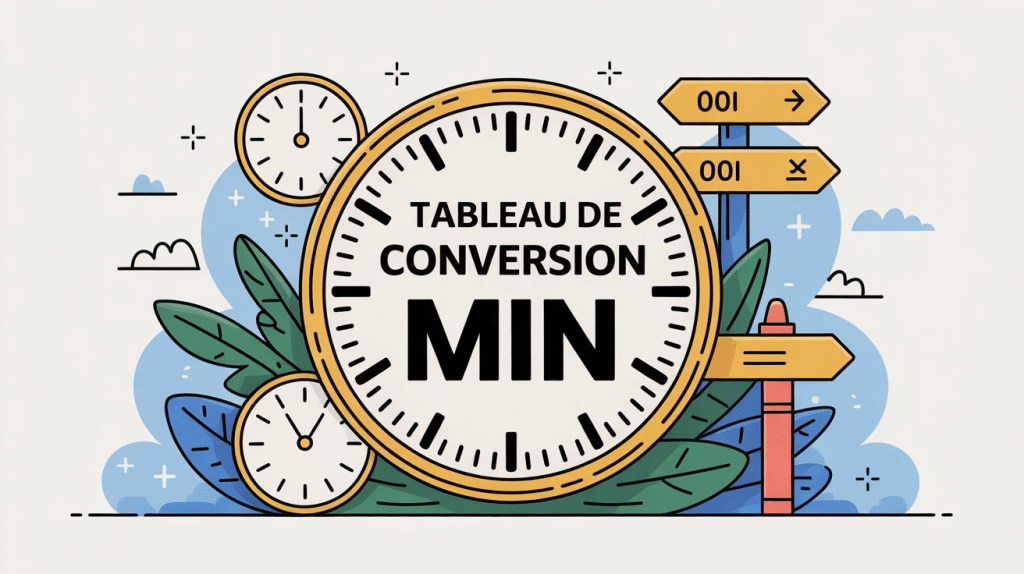 tableau de conversion min visuel horloge et calcul