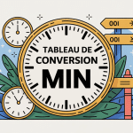 tableau de conversion min visuel horloge et calcul