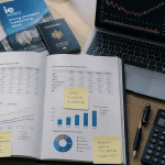 etude en finance bureau dossiers graphiques