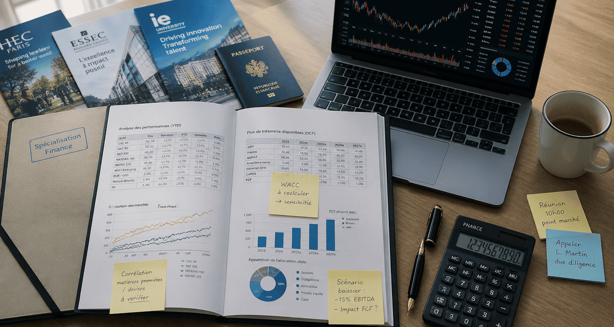 etude en finance bureau dossiers graphiques