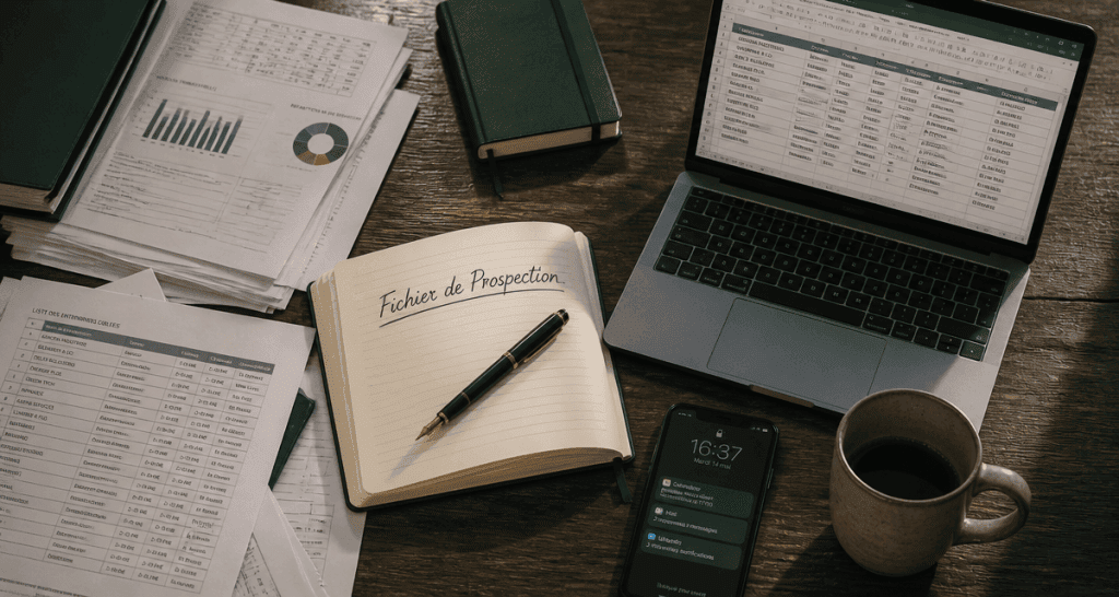 achat fichier prospection documents et ordinateur