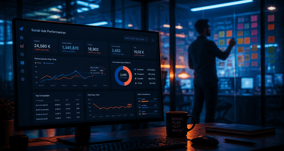 campagne social ads dashboard open space