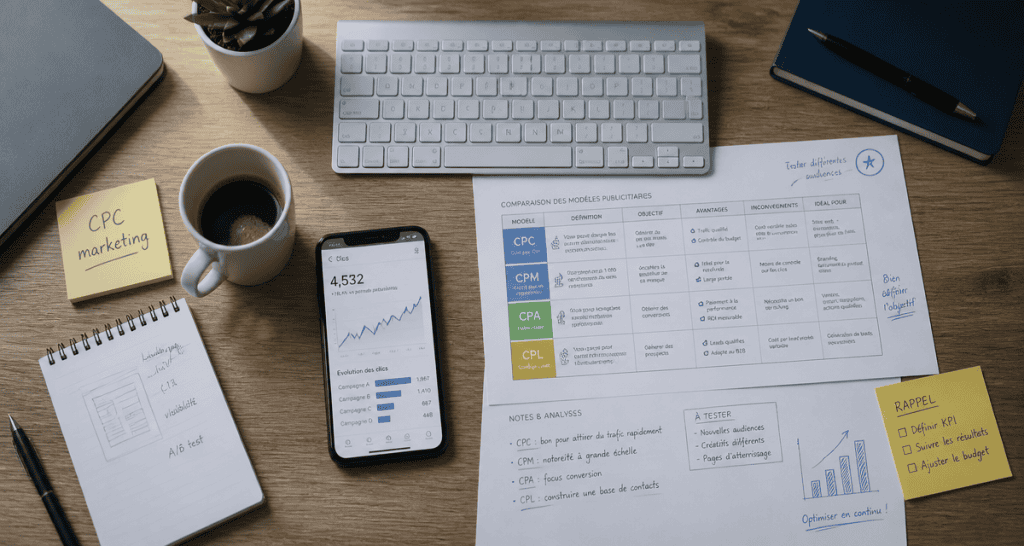 bureau cpc marketing graphique smartphone