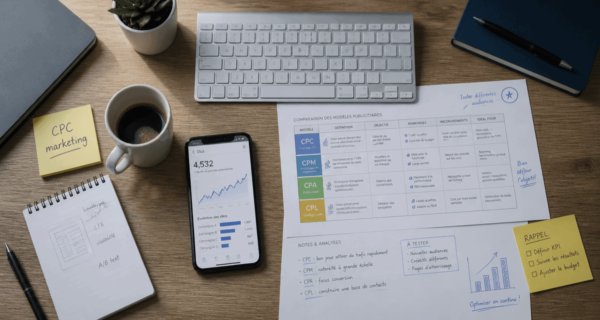 bureau cpc marketing graphique smartphone