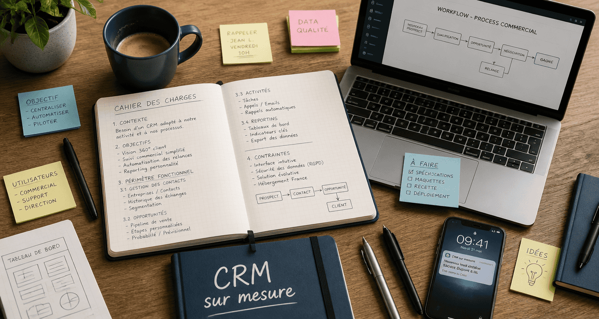 bureau dirigeant avec cahier crm sur mesure