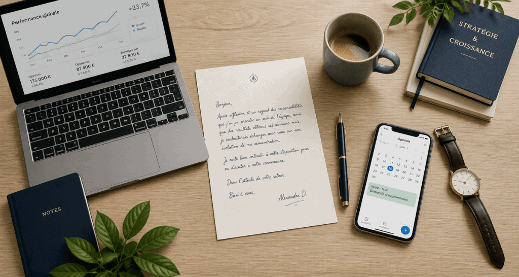 demande augmenter salaire lettre graphique agenda bureau