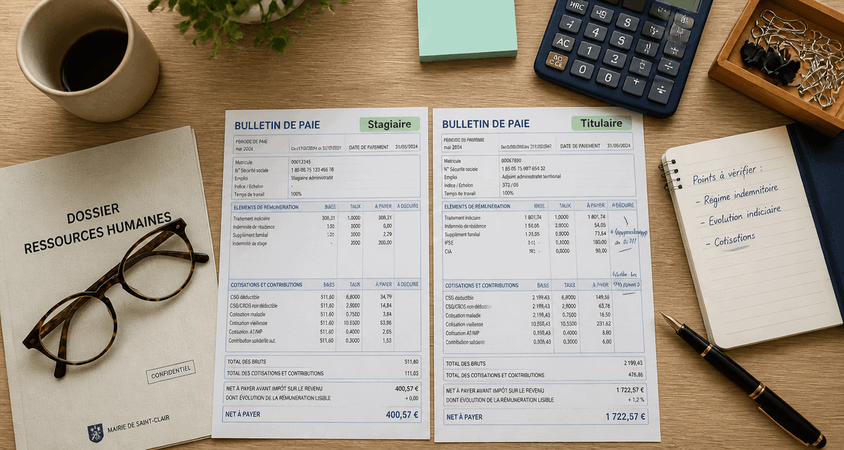 Différence de salaire entre stagiaire et titulaire sur fiches de paie