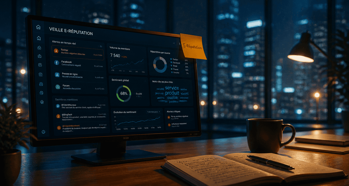 e reputation outils interface veille ordinateur
