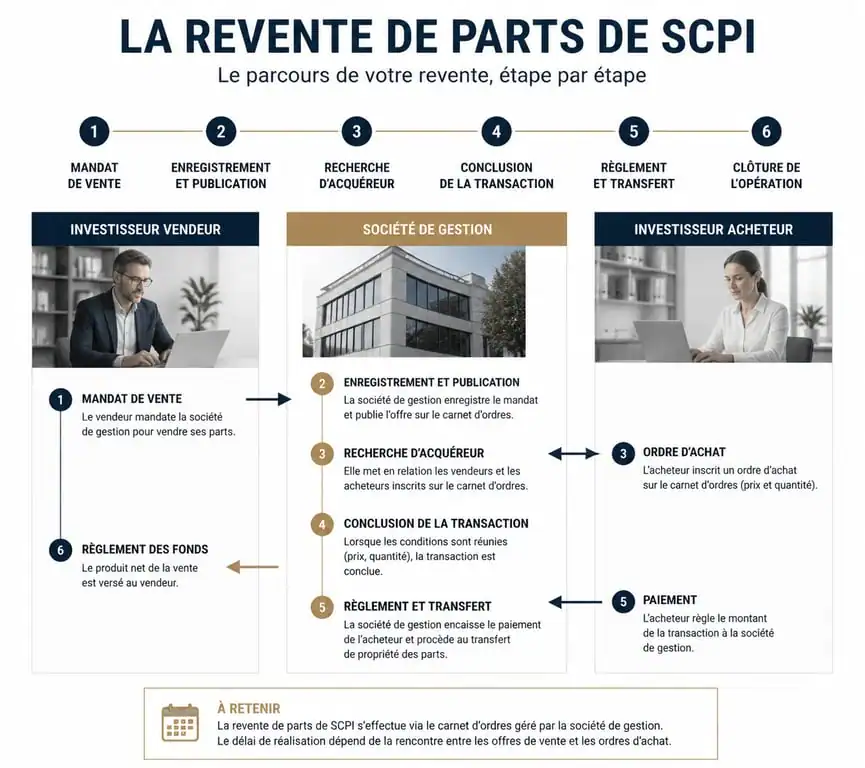 Processus de vente de parts de SCPI pour les investisseurs