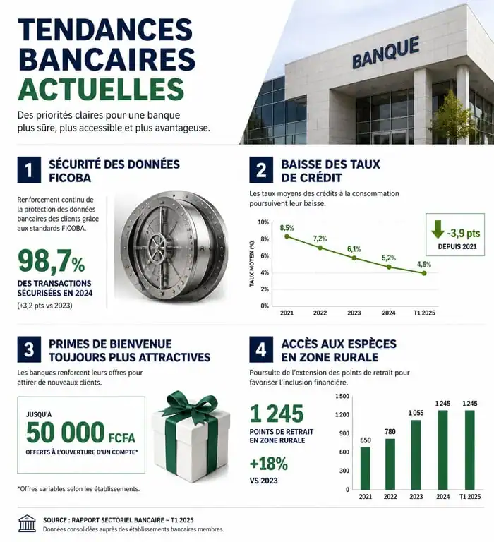 Infographie des tendances et actualités bancaires 2024