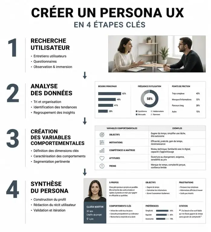 Processus de création d'un persona UX : de la recherche utilisateur à la fiche finale