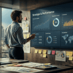 Expert en marketing devant tableau de bord digital