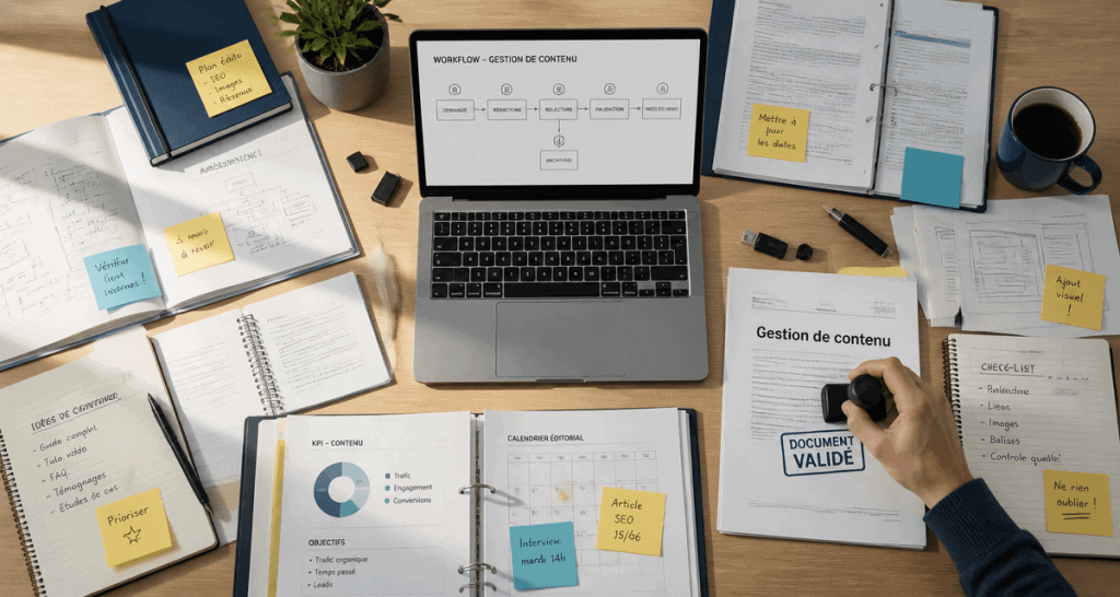 gestion de contenu sur bureau avec workflow