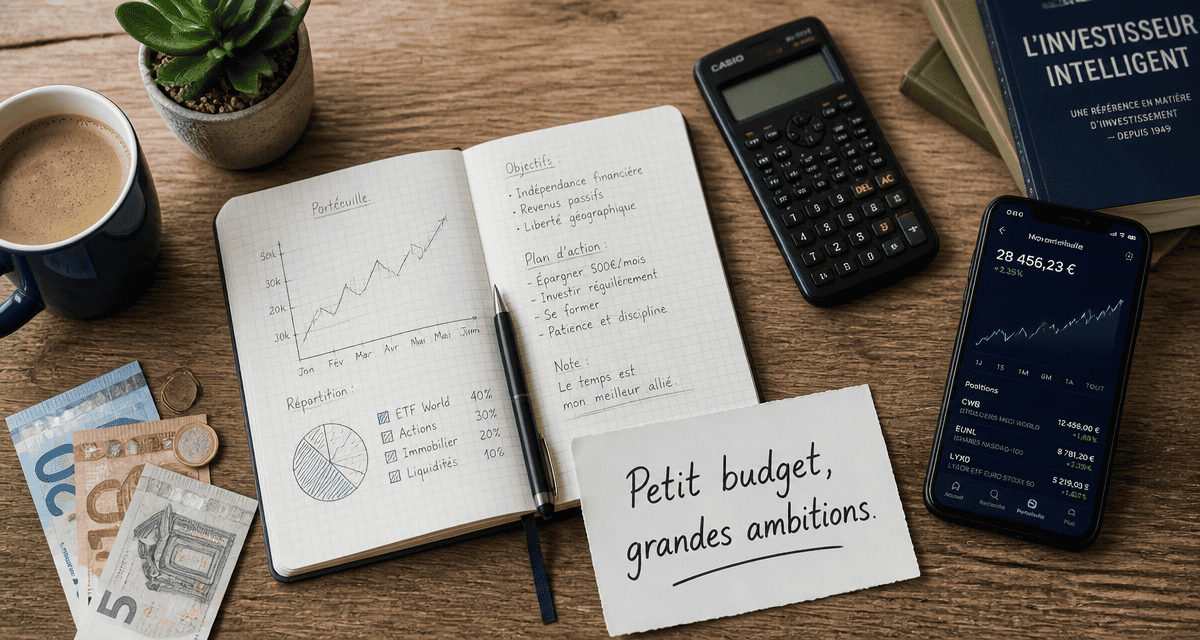 investir en bourse petit budget bureau graphique