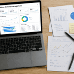 management tableau de bord sur bureau avec graphiques