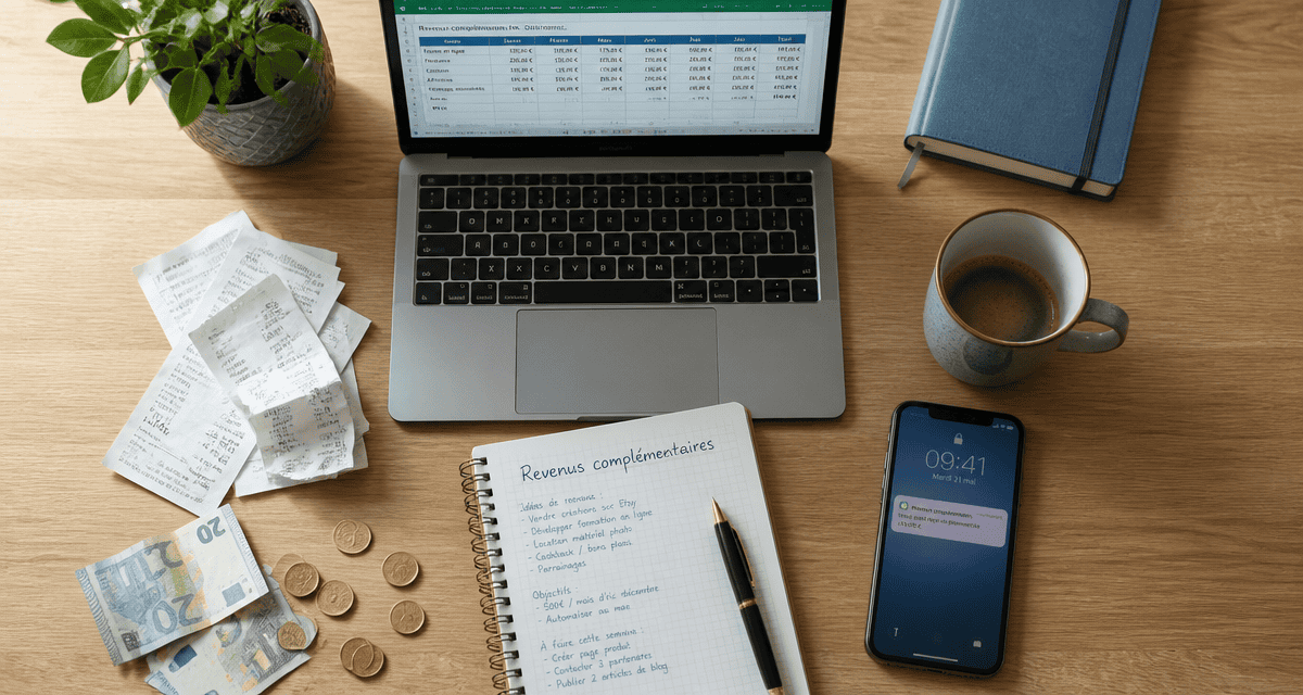 bureau avec outils pour revenus complémentaires