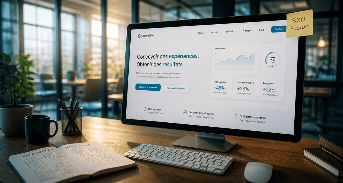 SEO UX interface web moderne sur écran