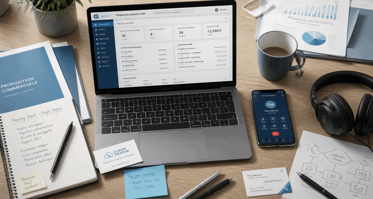 Bureau moderne avec outils de téléphonie pour votre équipe commerciale