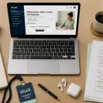 bureau bachelor studi avec ordinateur et carnet