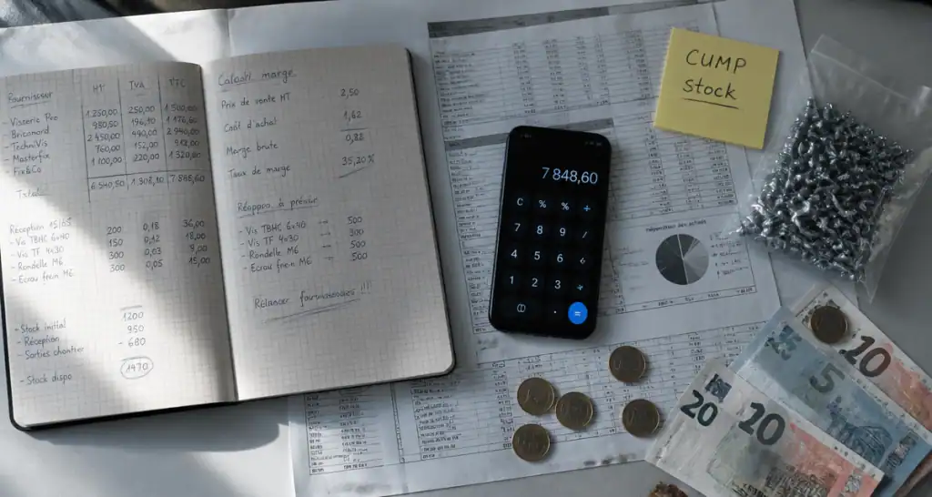 cump stock calcul sur bureau gestion