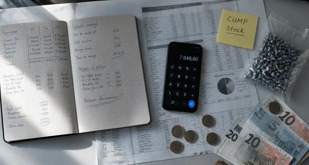 cump stock calcul sur bureau gestion