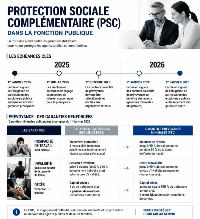 Infographie explicative sur la prévoyance Relyens et la réforme PSC dans la fonction publique