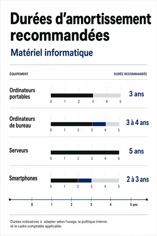 Tableau récapitulatif des durées d'amortissement du matériel informatique en entreprise