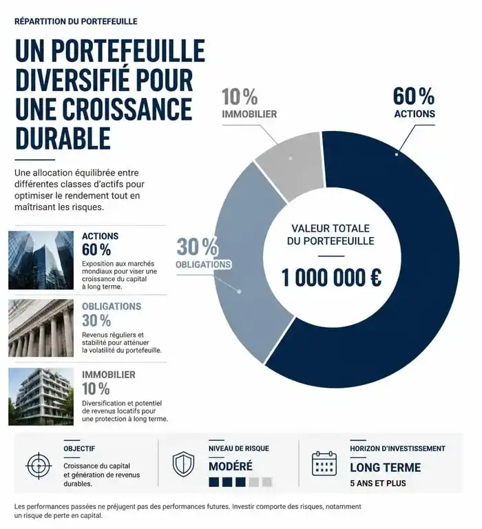 Graphique de répartition d'un portefeuille pour optimiser son placement financier