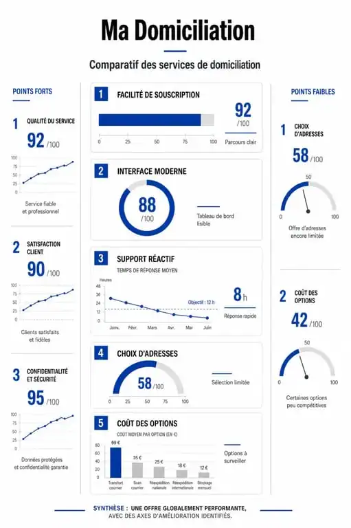 Infographie comparative des services de Ma Domiciliation pour choisir sa domiciliation d'entreprise