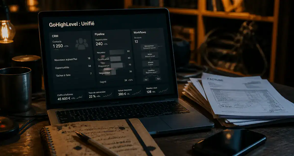 GoHighLevel avis : dashboard CRM et workflows pour agence