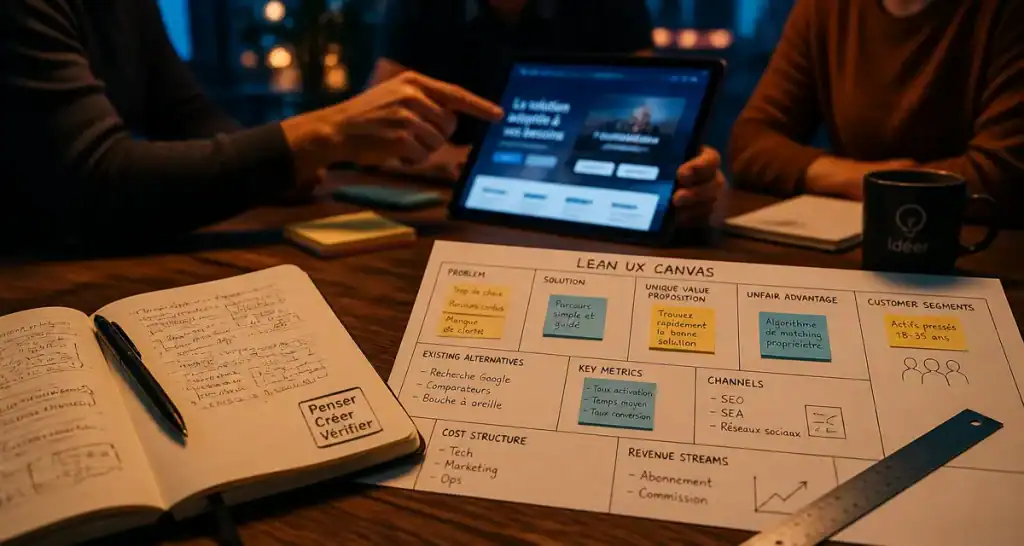 Photo Lean UX : canvas et cycle itératif sans gaspillage