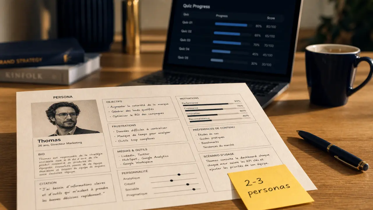 Fiche persona 2-3 profils clairs pour ciblage marketing précis