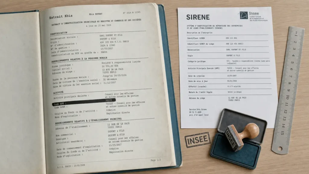 Où trouver le code NAF sur Kbis et SIRENE