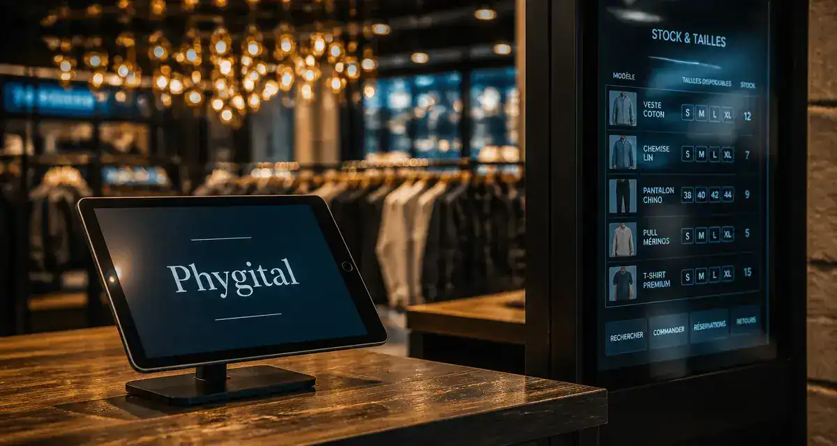 Phygitale définition : borne tactile phygital en magasin