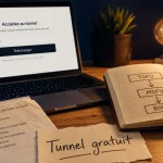 Tunnel de vente gratuit : ordinateur et capture email sur bureau