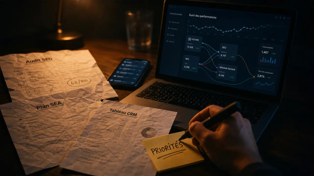 Agence marketing digital multi-leviers, pilotage performance et choix partenaire (SEO, SEA, CRM)